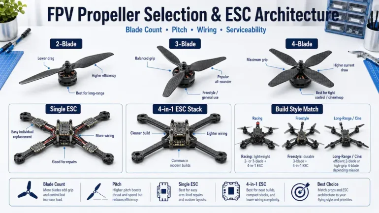 FPV Propeller Selection, ESC vs 4-in-1 ESC Stack: Architecture Differences and Which Setup Suits Each Build Style