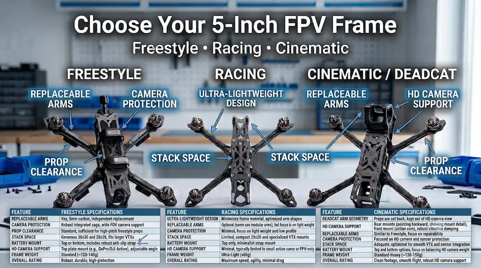 Ultimate 5-Inch FPV Frames Guide for Better Flying features